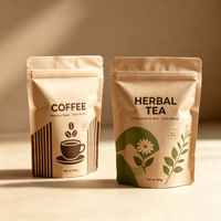 Sachet Doypack Personnalisé en Papier Kraft Imprimé, Qualité Alimentaire, Refermable avec Fermeture Éclair, pour Café Moulu, Tisanes, Fruits Séchés