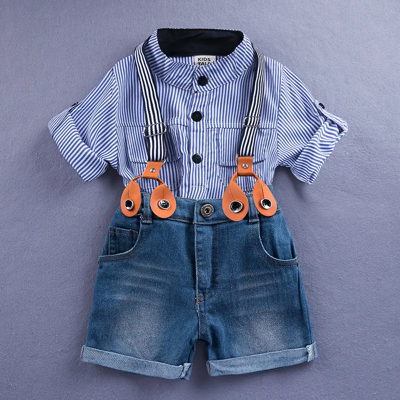 Bambino alla moda neonato due anni di cotone formale bambino abbigliamento esterno set jeans per bambini certificati