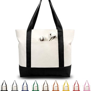 Sacs fourre-tout en <span class=keywords><strong>toile</strong></span> de coton calicot de taille moyenne, vierges, avec poche zippée et anse longue, personnalisables avec logo imprimé - Product Image 1