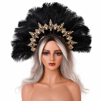 Couronne de plumes d'autruche pour spectacle de danse, déguisement de carnaval brésilien, Mardi Gras, concours de danse latine, spectacle de scène, défilé