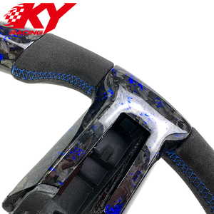 Volante deportivo personalizado de fibra de carbono forjada azul con cuero negro para Ford Mustang S197 GT Coupe GT500 Shelby 2005-2014 - Product Image 3