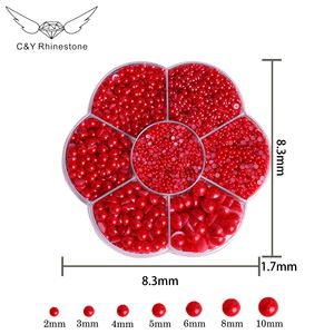 CY, Kit de cuentas de plástico ABS de colores sueltos, caja DIY, accesorios de decoración de uñas, parte posterior plana lisa, medias perlas redondas de plástico - Product Image 2