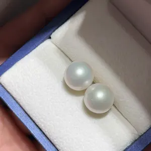 Wholesale Price 3A 6-8mmRound Pearl Stud Earrings 925 Silver High Quality