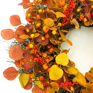 Harvest Festival Eucalyptus Leaves <strong>Small</strong> Pumpkin Grape Vine <strong>Wreath</strong> Harvest Festival <strong>Wreath</strong> Autumn Decorative <strong>Wreath</strong> - Product Image 4