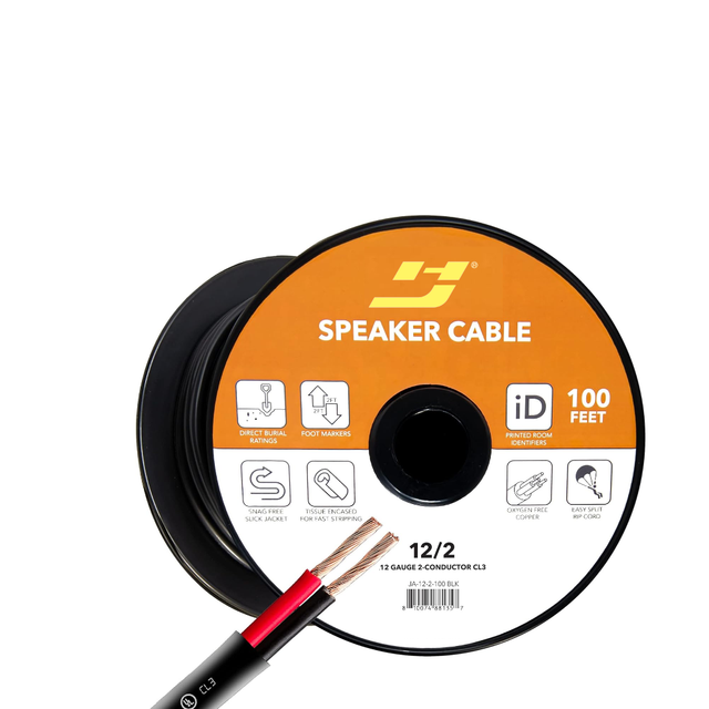 Premium Professional In-Wall Stereo Speaker Cable (12AWG)-Low Noise Oxygen-Free Copper PVC Coil Packaging for Hi-End Home