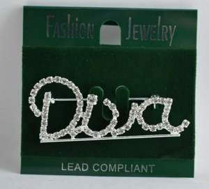 ファッションカスタマイズシルバーレターディーバブローチラペルピンジュエリー - Product Image 3