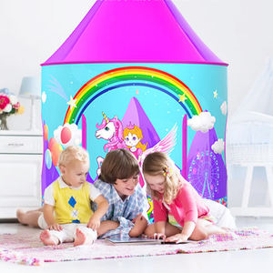 Château de princesse arc-en-ciel coloré Yurt Jeu de rôle intérieur pour filles Château de licorne de dessin animé Jeu de tente pour enfants - Product Image 3