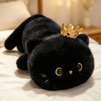 Peluche chat noir courbé en forme de couronne, jouet apaisant pour femme