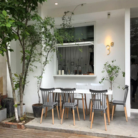Chaises en plastique classiques et simples, vente en gros, chaises de bistrot nordiques modernes en bois massif avec dossier, pour café américain et extérieur