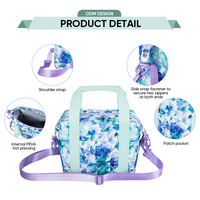 Sac isotherme à déjeuner Everich ODM imperméable avec doublure en PEVA, motif floral, tissu 300D, sac thermique portable avec larges poignées de transport