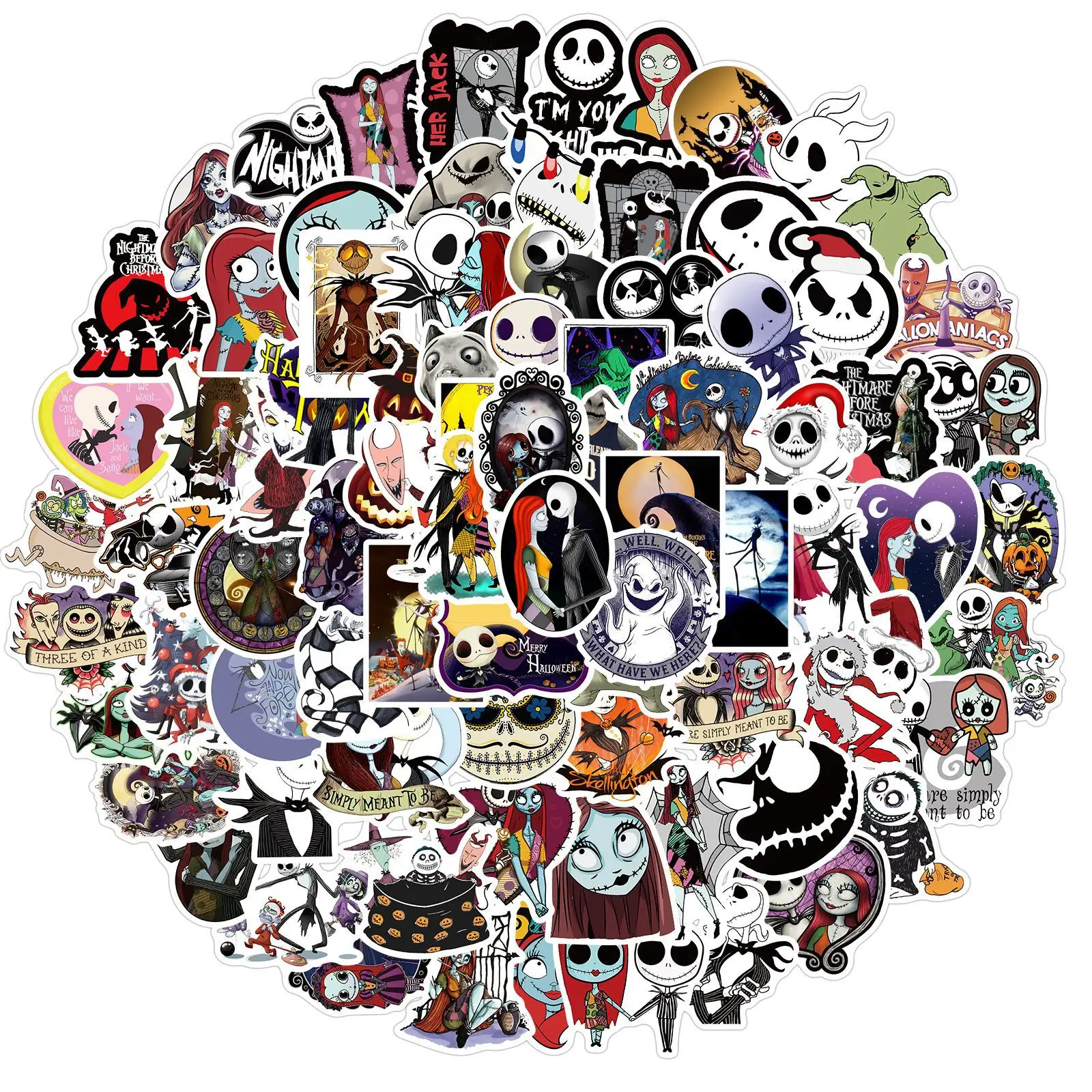 100Pcs Movie The Nightmare Before Christmas Decorative Stickers For Laptop Car Wall Waterproof Halloween Sticker