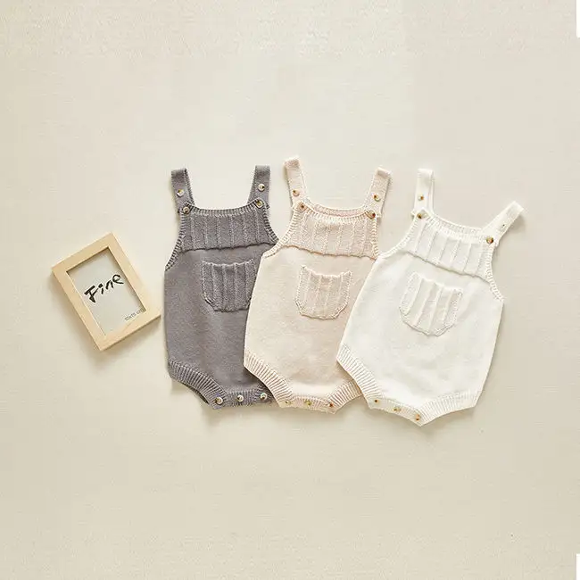 Baby Triangle One-piece Romper Girl Baby Cotton Knitted Button Vest