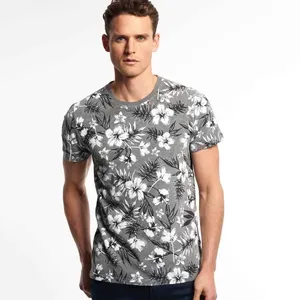 Oem Fabric Camouflage Patterned Man To Man Shirt And All Over Printer Floral Flower Elastane Cotton Spandex T Shirt For Men