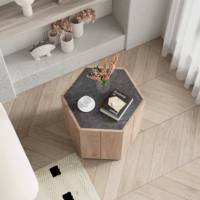 WESOME Mid-Century Moderne Acajou Cadre en Bois Base en Métal Minimaliste Designer Salon Table à Thé Table Basse