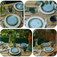 Sets de table tissés en rotin, sous-plats en jonc de mer, sets de table ronds en rotin, assiettes de présentation rondes en rotin