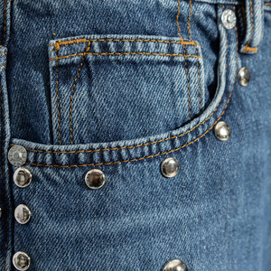 Celana <span class=keywords><strong>Jeans</strong></span> Wanita Vintage Pinggang Sedang Model Lurus Kasual Streetwear Seksi Hiasan Manik-Manik Berlian Imitasi Rivet Denim Bernapas Musim Panas - Product Image 4