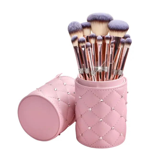 Makeup Brush Set With Shining Diamonds Case cosmeticospor mayor maquillage cosmetiquera Custom Logo Makeup Set