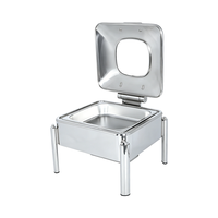 Luxe vierkante hydraulische buffetchafingdish van roestvrij staal met glazen deksel voor restaurants en banketten