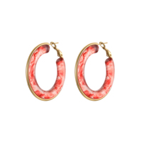 Boucles d'oreilles créoles rondes vintage en acrylique, plaquées or 18 carats, en acier inoxydable et résine, motif écaille de tortue, pour filles