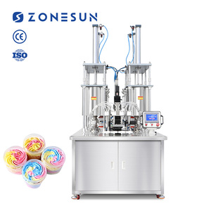 Machine de remplissage semi-automatique ZONESUN ZS-RSV4L à pompe à piston 4 têtes pour beurre capillaire multicolore, crème cosmétique et produits fouettés - Product Image 1