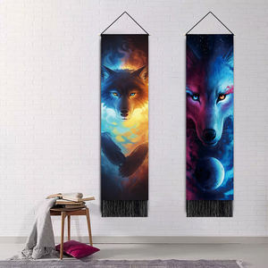 Ästhetische Kunst Wolf 3D gedruckt lange Tapisserie Wandbehang für Männer Jungen Schlafzimmer - Product Image 4