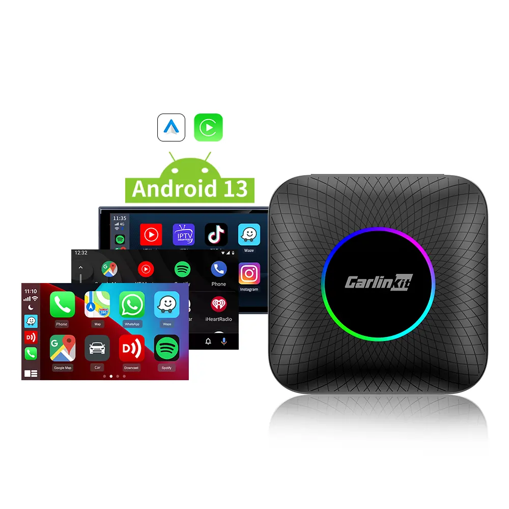 Nueva llegada carlinkit adaptador inalámbrico carplay caja de transmisión inteligente portátil Netflix YouTube Android 13 4G + 64G AI Box USB dongle