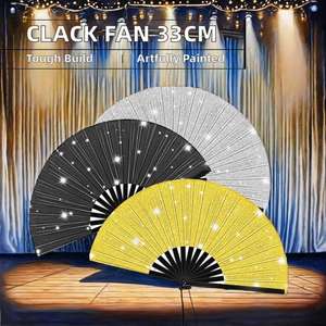 Ventilador de bambú reflectante de doble cara de 33 cm, versátil, con tela personalizada para efectos escénicos, ideal para Halloween y Navidad, diseño clásico pintado. - Product Image 2