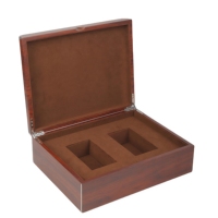 Boîte à montres portable en bois, faite à la main, avec 2 emplacements de rangement et doublure en velours pour hommes et femmes, logo personnalisé