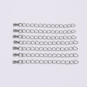 Cadena de ajuste de acero inoxidable con diseño de lágrima para la fabricación de collares, cadena de extensión de 12 eslabones, accesorios de joyería - Product Image 1