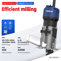 NANWEI 450w Tondeuse à main électrique Fraiseuse de stratifié Gravure Routeur à bois 25000rpm Tondeuse à bois compacte