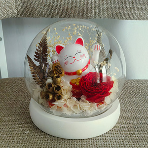 AM-PFA57 Ammy fleur éternelle couvercle en verre pour <span class=keywords><strong>Maneki</strong></span> <span class=keywords><strong>Neko</strong></span> dôme en verre fleurs conservées <span class=keywords><strong>Rose</strong></span> cadeau de noël décoration de la maison - Product Image 5