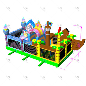 <span class=keywords><strong>Castillo</strong></span> Inflable Comercial con Tobogán, Temática Pirata y Princesa, Casa de Brinco, Equipo para Alquiler de Fiestas - Product Image 6