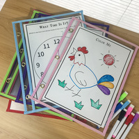 Carpeta de Archivo Impermeable Tamaño A4 con Bolsillos Borrables en Seco, Pizarra Transparente para Escribir y Dibujar, Bolsa para Pinceles Secos para Niños y Enseñanza