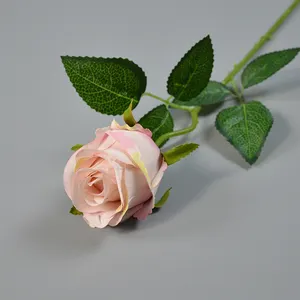 Flores de rosas artificiales de tallo largo, rosas de seda falsas para ramo de boda DIY, centro de mesa, decoración del hogar