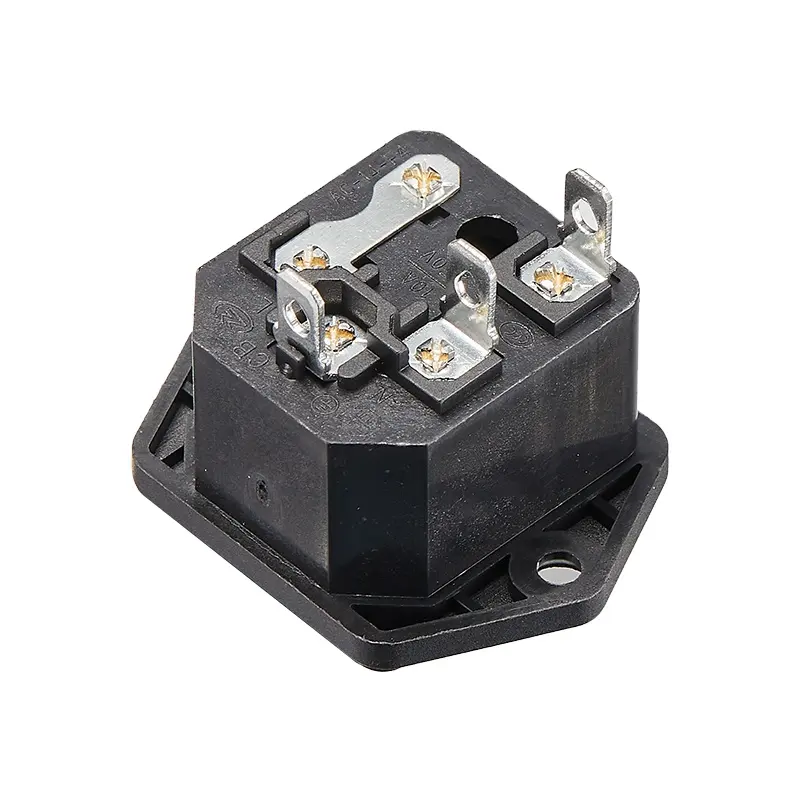 hot selling sleek 3p brass 10a 250v IEC 320 c14 inlet male power plug ac socket with fuse holder