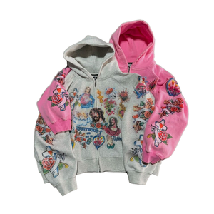 <span class=keywords><strong>Felpe</strong></span> con Zip Personalizzate, Spalle Scese, Lavaggio Acido, Stile Retrò Americano Premium, Gotico <span class=keywords><strong>Rock</strong></span> Harajuku, Larghe e Versatili per Coppie, Ideali per la Stampa - Product Image 5