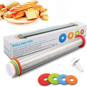 Adjustable Stainless Steel <b>Rolling</b> Pin Baking Leather Kneading <b>Tool</b> for Dough & Flour Pastry Boards & <b>Tools</b> - Product Image 2