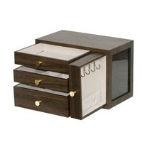 Mini armoire minimaliste en bois, boîte de rangement de bureau avec tiroir, finition noyer, petite boîte organisatrice pour la maison et le bureau