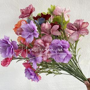 Artificial <b>Flower</b> Arrangement <b>Silk</b> <b>Flowers</b> High Simulation Wedding Home Decor 5 Heads Silver Lotus Hibiscus - Product Image 1