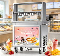 Máquina de helado frito de doble plato de nuevo tipo, máquina de rollos de helado de sobremesa, máquina de rollos de helado frito tailandés