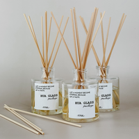Haute Qualité 50ml 100ml 120ml 200ml Ambre Clair Givre Blanc Noir Rond Verre Reed Diffuseur Bouteille avec Bâtons Boîte D'emballage