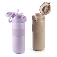 Gourde isotherme personnalisée avec logo, 700 ml, double paroi en acier inoxydable, étui en silicone, classique pour boissons chaudes et froides