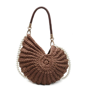 Sáng Tạo <span class=keywords><strong>Conch</strong></span> Hình Crochet Phụ Nữ Vai Túi Vui Dễ Thương Ngọc Trai Chuỗi Handmade Dệt Crossbody Ví Mới Lạ Túi Xách - Product Image 1