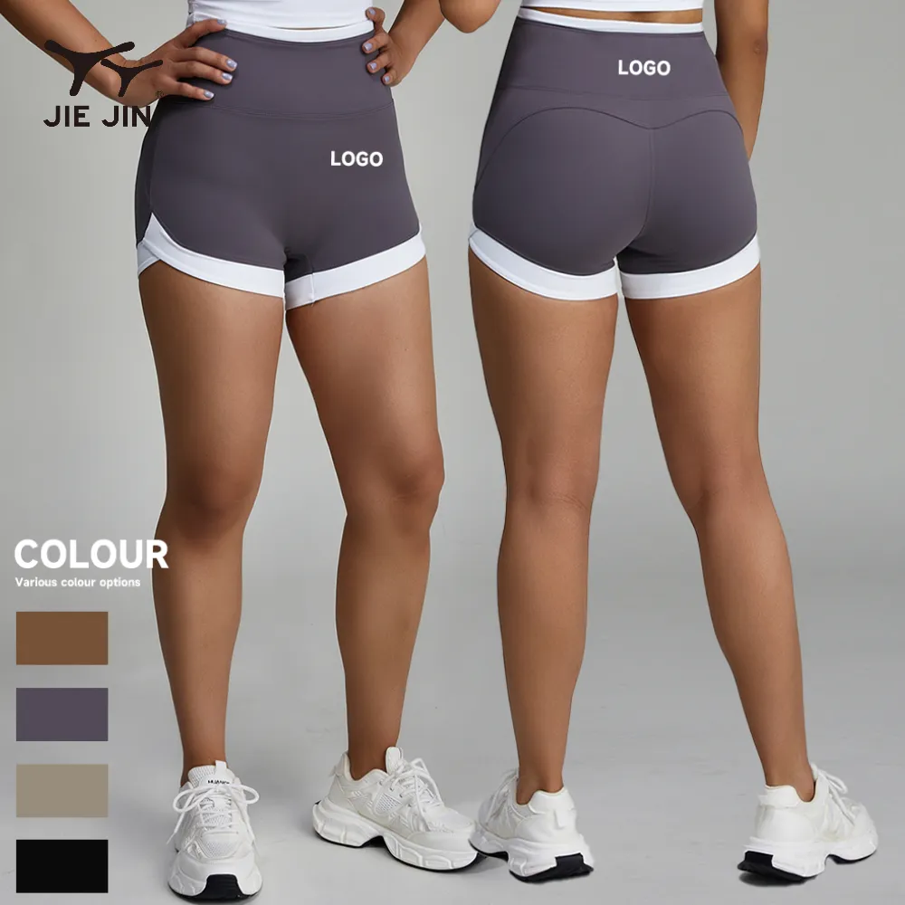 JIEJIN Custom Logo Summer Ladies Solid Color Quick-Dry Compression Running Training Fitness Shorts