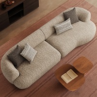 Ensemble de canapés en tissu en forme de L de style Wabi-sabi |   Collection de canapés sectionnels de style Dune, design moderne et minimaliste pour grand salon
