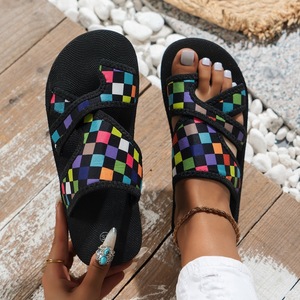 Women Boho Printed <b>Slide</b> Sandals Toe Loop Cross Strap Soft EVA Sole Open Toe Summer Beach Ladies Slippers Wholesale - Product Image 5