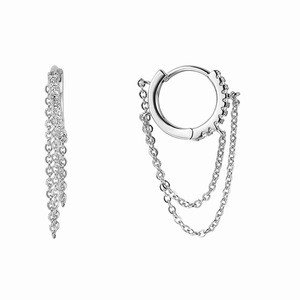 New Fashion Bohemian Gold-Plated Earrings Elegant Luxurious Bling Hoop Crystal Chains Tassels Rhodium Plated Zircon for Parties - Product Image 1