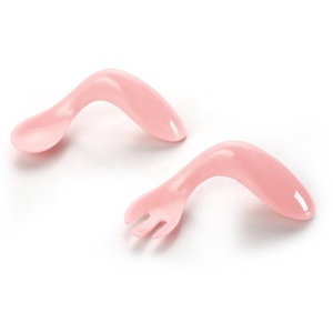 Bé đào tạo muỗng và nĩa đặt bpa-miễn phí cong xử lý cho việc học tập để ăn một cách độc lập - Product Image 2