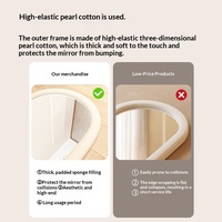 Miroir pleine longueur sur pied avec cadre métallique réglable, anti-explosion, incassable, style crème, style français, en flanelle, écologique