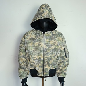 Jacket Manufacturer Customized Cotton Retro <b>Double</b> Zipper Warm <b>Quilted</b> Camouflage Winter Bomber Jacket with Hood Men's Jacket - Product Image 2